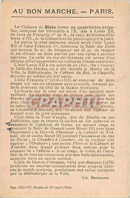 Castelo de Blois — Ala conhecida como de Luís XII — Au Bon Marché. — Paris. — Verso