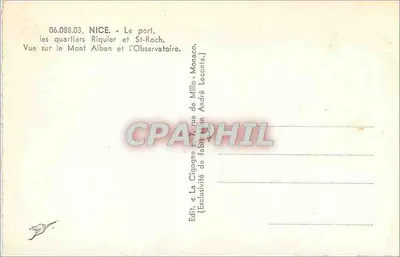 La Cigogne — Widok na port, dzielnice Riquier i St-Roch, z Montem Alban i Monako — Wyd. « La Cigogne » — Rewers