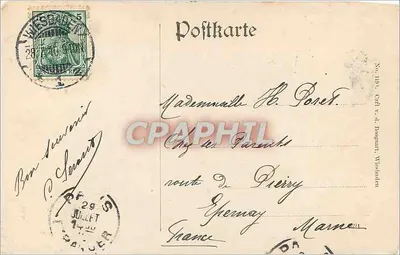 Wiesbaden — Widok z Neroberg — wydawca nieznany, n° seryjny 100 — Rewers