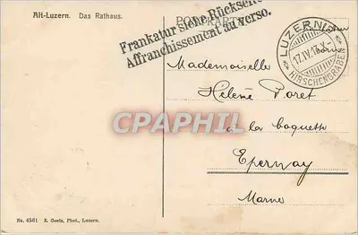 Alt-Luzern — O Rathaus — E. Goetz, Fot. Luzern, n° 4561 — Verso