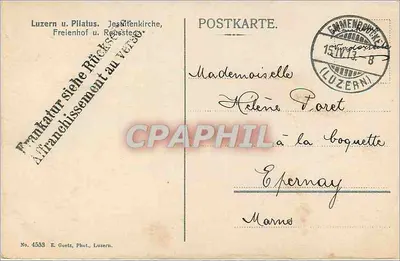 Lucerna e o Pilatus — Igreja dos Jesuítas — E. Goetz, Luzern, n° 4583 — Verso