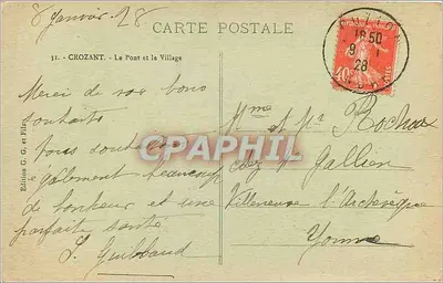 La Creuse Pittoresque — widok mostu i wioski — Tirachy — Rewers