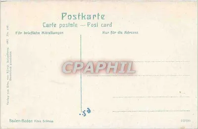 Baden-Baden — Altes Schloss — Veeding von Eihn, 1907 — Verso