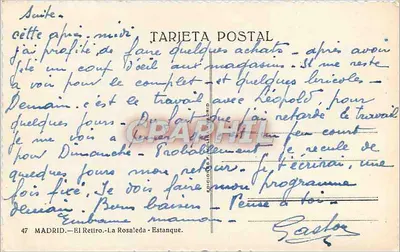 Jardim da Rosaleda em Madrid — Editor: Tarijeta Postal — N° 47 — Verso