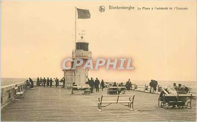 Blankenberge — O Farol na extremidade da Éstacade — Editor Thili, Bruxelas, Série 10, N° 24