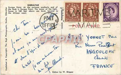 Europa Point — farol sobre falésia — Gibilterra, Studio Fotográfico — Verso
