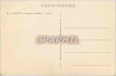 Calais — Cume do Sino — Detalhes — Edição E. Hamallichs, Paris — Verso