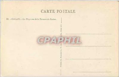 Calais — Plaża widziana z Tarasy Kasyno — Wydawnictwo E. Harmignies, Paryż (4) — Rewers