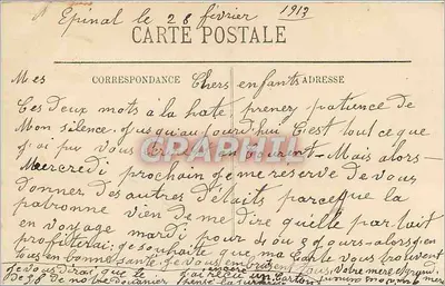 Épinal — A Place des Vosges — LL. — Editor LL. n°53 — Verso