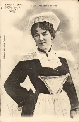 Madame Botrel — retrato em traje tradicional — VILLARD, Quimper, n°1308