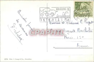 Beatenberg bei Interlaken — Eiger-Mönch-Jungfrau — Fot. J. Stump & Cie, Interlaken, n°1274 — Verso