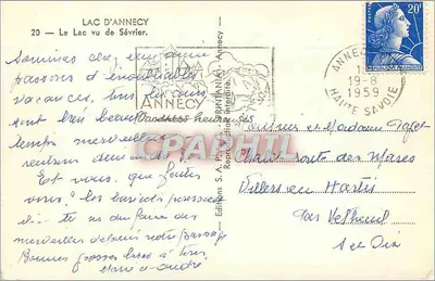 Jezioro Annecy — widok z Sévrier — Wydawnictwo S.A.P. Przepisane bez uprawnień — Rewers