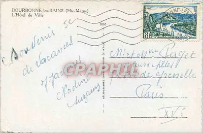 Bourbonne-les-Bains — Widok na Ratusz — Héliogravure C. B. M. Acon — Rewers