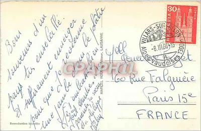 Villars-Chesieres — vista invernal nevada — Marcel Rodez, editor, n° 1458 — Verso