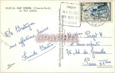 Cap Fréhel — Fort Lalatte — Wyd. « La Cigogne » — Rewers