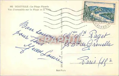Deauville - La Plage Fleurie — Algemene uitzicht op de strand en stad — Réal-Photo — Achterkant