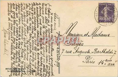 Kąpiele morskie w Royan — widok namiotów i głównego budynku — Tito — Rewers