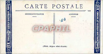 Widok promenady Anglika w Nicei — wydawca C.B. Chocolat Guérin-Boutron, Paryż — Rewers
