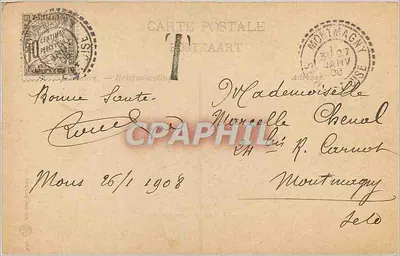 Mons — De poort van het Kasteel — Uitgever niet zichtbaar, serie-nummer niet zichtbaar — Achterkant