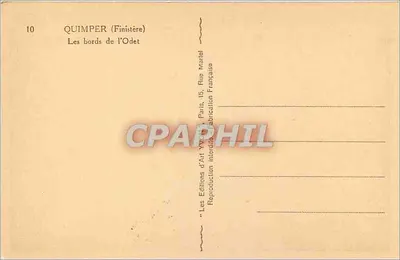 Quimper (Finistère) — Los bordes del Odet — Ediciones de Arte Yvonne, París — Reverso