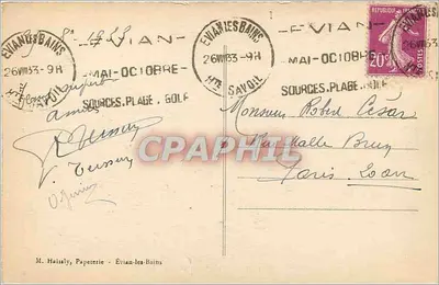 ÉVIAN-les-BAINS — Vista general — M. Haisaly, Papelería — Reverso