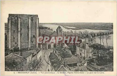 Beaugency (Loiret) — Vista panorâmica — O Donjon, a Igreja Notre-Dame — O ponte sobre a Loire.