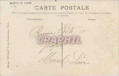 Enfant avec bouquet de fleurs — Bonne Fête porte bonheur — Marque 'ETOILE' série N. 4-3796 — Verso