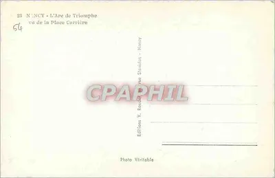 NANCY - Arc de Triomphe widziany z Place Carrière — Wydawca V. Roeder — Rewers