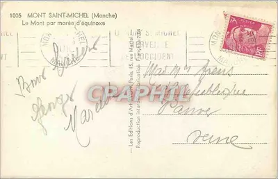 Mont Saint-Michel — Le Mont par marée d'équinoxe — Les Éditions d'Art, Paris — Verso