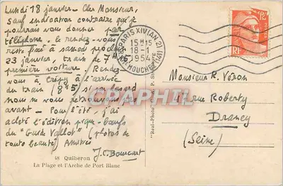 A Praia e a Arco de Port Blanc — Quiberon — editor J.C. Boucaut — Verso