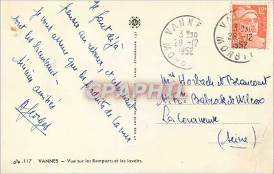 VANNES — Vista dos Muros e dos lavatórios — Les Arts de la République — Verso