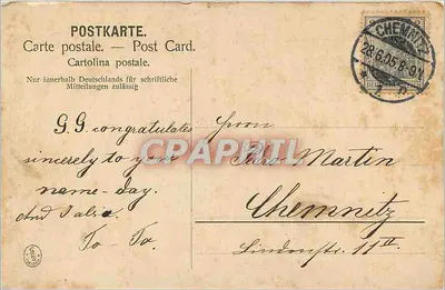 Paisagem florestal com riacho — Chemnitz — Carta postal — Verso