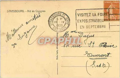 Estrasburgo - Ninho de corujas — editor Felix Luth, número de série não visível — Verso