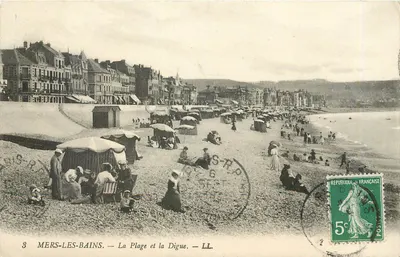 Mers-les-Bains. — A Praia e a Digue. — LL.