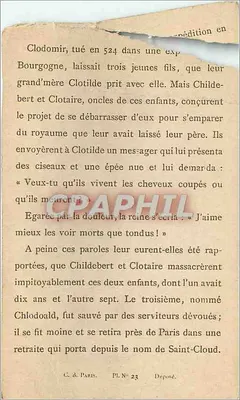 Cromo Clotaire e Childobert matam seus sobrinhos para se apoderar do reino de Orleans — Verso