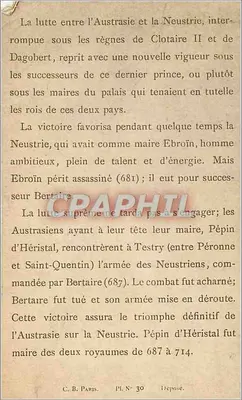 Batalha de Testry (687) — B. Perrony, Paris — Pl. N° 30 — Verso