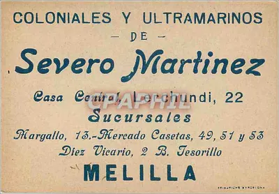 Distribuição da Correspondência no Marrocos — Série Correos N° 30 — Editor Severo Martínez — Verso