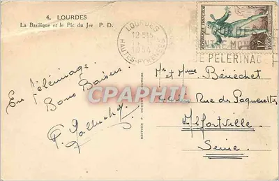 Lourdes — Bazylika i Pic du Jer — Wydawnictwo P. Docet, Hautes-Pyrénées — Rewers