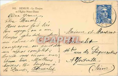Semur-en-Auxois - O Donjon e a Igreja Nossa Senhora — Imp. Phot. Henri Pauty, Toulon — Verso