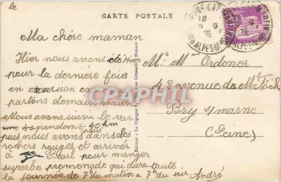 Menton — Widok na Garavan — Wydawnictwo La Cigogne, nr 314 — Rewers