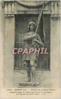 Statue de Jeanne d'Arc — ornant la façade de l'Église Saint-Denis de la Chapelle — par Charpentier (XVIIe siècle) — Paris