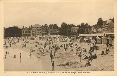 Le Pouliguen (Loire-Inf.) — Vista da Praia, para o Oeste — F. Chapeau, editor, Vantes