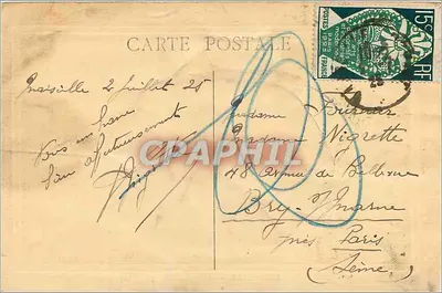 Marseille — La Corniche — Editor não identificado, número de série não visível — Verso