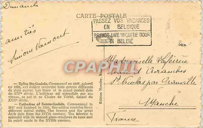 Bruselas — Iglesia de Santa Gudula — Edición Nezatty, n° 37 — Reverso