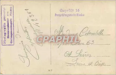 Três soldados — números 312 e 315 visíveis — editor Fotógrafo Kommandantenlager Finden — Verso