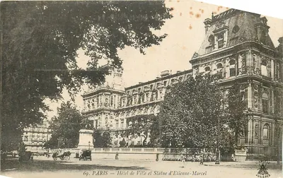 PARIS — Hotel de Ville e Estátua de Étienne-Marcel — Imp. Phot. 'L'Alhaille', Asnières
