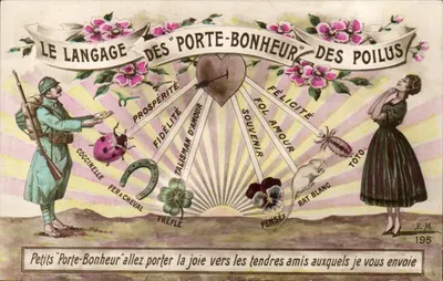 Soldado e mulher — Linguagem dos Porte-Bonheur dos Poilus — E.M. 195