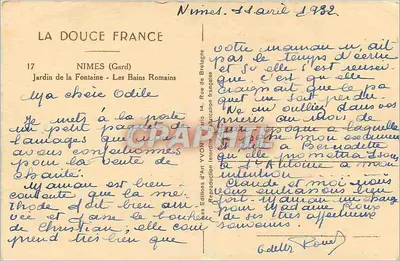 I Bagni Romani — Nîmes (Gard) — Edizioni d'Arte Yvon — Verso