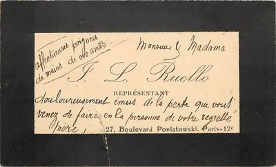 Condolências pela perda de um filho — J. L. Ruuello, Paris-12e