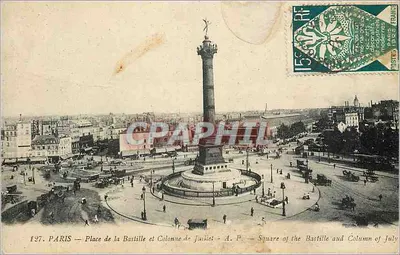 Paris — Praça da Bastilha e Coluna de Julho — A. P. — Square of the Bastille and Column of July